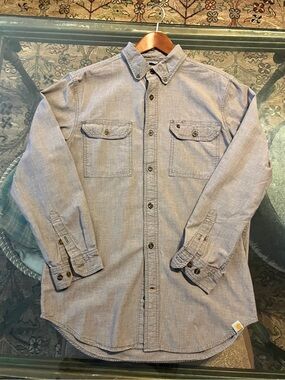 Carhartt Men’s M Relaxed Fit Taupe Button Front Work Shirt